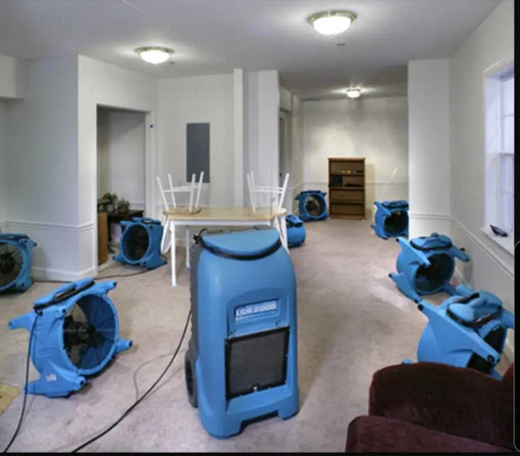 Air movers and dehumidifier setup for Water Extraction & Removal in Hobbs
